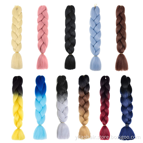 Wholesale Synthetic Braiding Hair Extensions 24 Inch Jumbo Braiding Hair Extension Ombre Synthetic Hair for Braiding Colorful